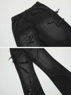 Aelfric Eden | Star Unisex Denim Street Style Plain Cotton Fringes Wide Leg -Aelfric Eden Shop org 801