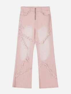 Aelfric Eden | Star Unisex Denim Street Style Plain Cotton Fringes Wide Leg -Aelfric Eden Shop org 802