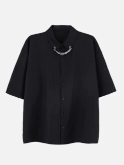 Aelfric Eden | Unisex Street Style Chain Plain Short Sleeves Front Button 14 Aelfric Eden | Unisex Street Style Chain Plain Short Sleeves Front Button -Aelfric Eden Shop org 833