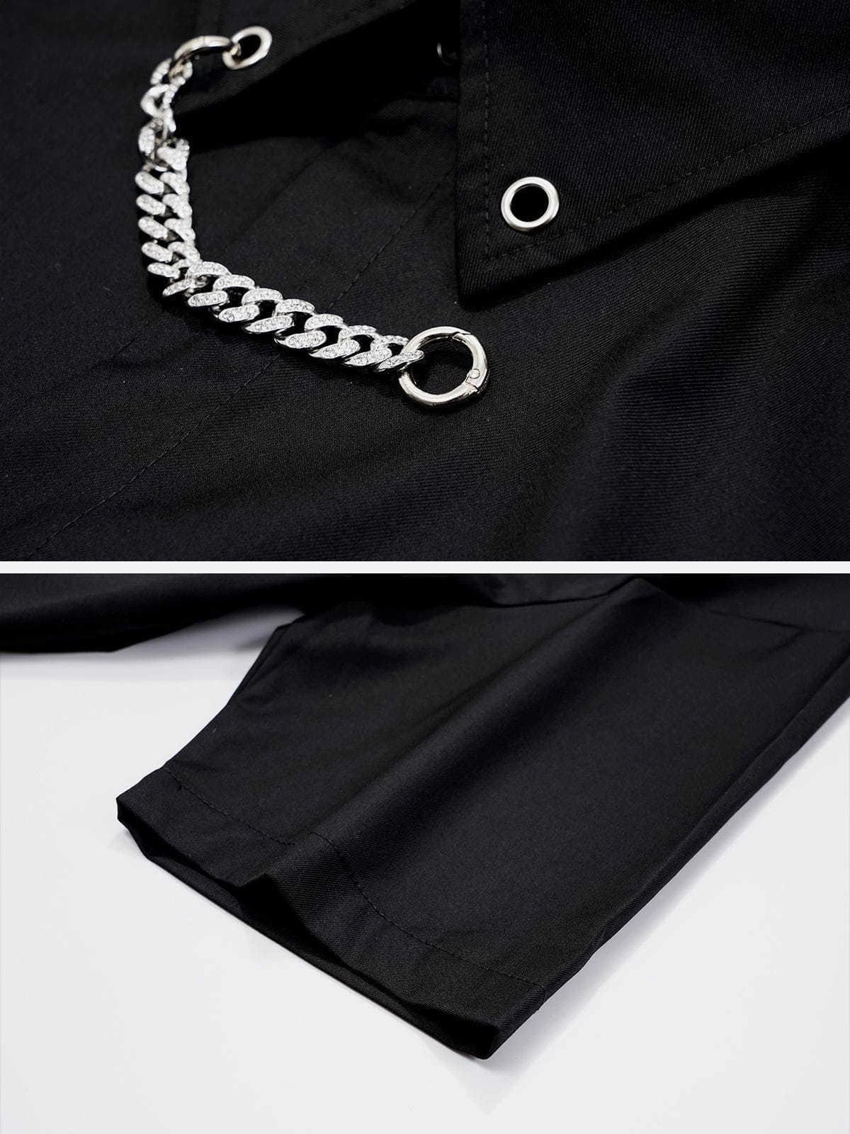 Aelfric Eden | Unisex Street Style Chain Plain Short Sleeves Front Button 11 Aelfric Eden | Unisex Street Style Chain Plain Short Sleeves Front Button - Image 9