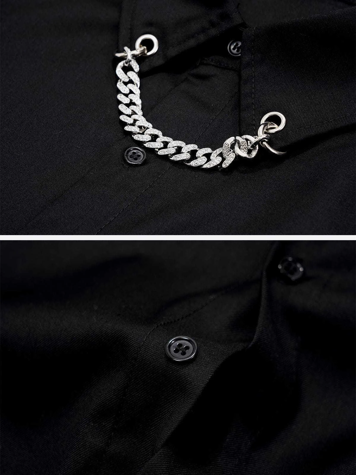 Aelfric Eden | Unisex Street Style Chain Plain Short Sleeves Front Button 12 Aelfric Eden | Unisex Street Style Chain Plain Short Sleeves Front Button - Image 10