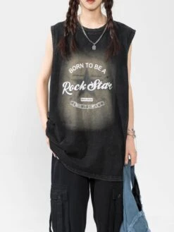 Aelfric Eden | Crew Neck Star Unisex Sleeveless Street Style Cotton -Aelfric Eden Shop org 889