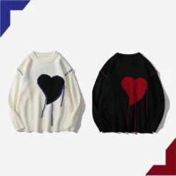 Aelfric Eden | Pullovers Heart Unisex Street Style Long Sleeves Oversized