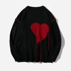 Aelfric Eden | Pullovers Heart Unisex Street Style Long Sleeves Oversized -Aelfric Eden Shop org 910