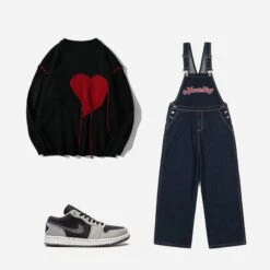 Aelfric Eden | Pullovers Heart Unisex Street Style Long Sleeves Oversized -Aelfric Eden Shop org 912