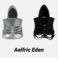 Aelfric Eden | Front Button Button-down Skull Denim Unisex Tassel Plain