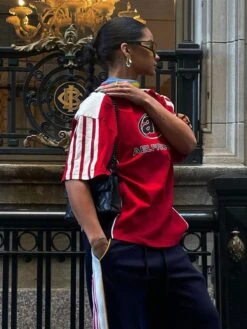 Aelfric Eden Contrast Color Speedway Racing Tee -Aelfric Eden Shop red